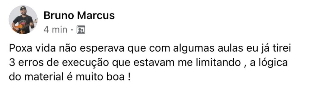 Relato real de aluno do curso, print 1