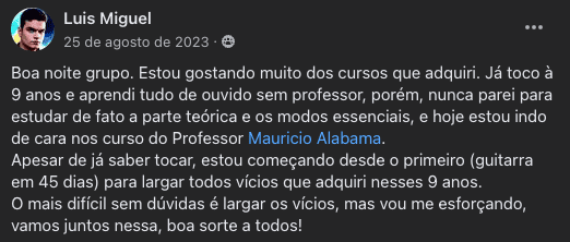 Relato real de aluno do curso, print 4