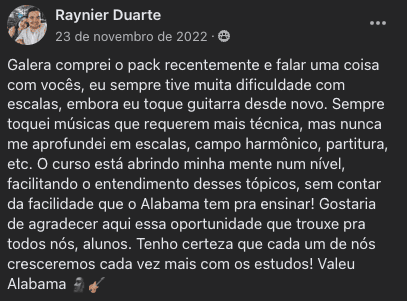 Relato real de aluno do curso, print 6